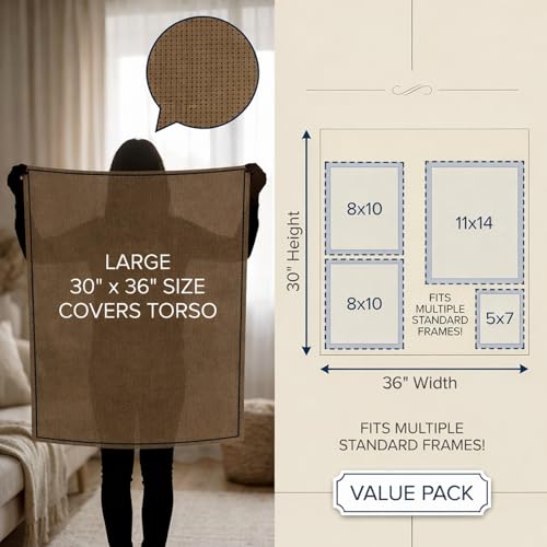 Image of Essentials by Leisure Arts Aida Cloth, 14 Count, Taupe, 30 x 36 Inch, Cross Stitch Fabric, Even Weave Cotton, for Embroidery, Needlepoint and Counted Cross Stitch Projects