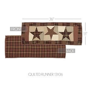 VHC Brands Abilene Country Red Independence Day Patchwork Rect Star Quilted Runner 13×36