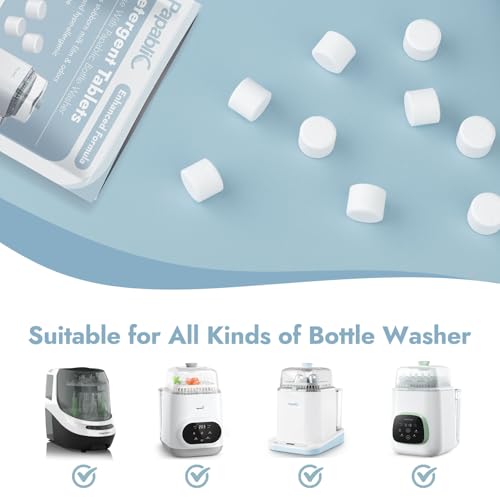 Image of Papablic 60Pcs Official Detergent Soap Tablets for Baby Brezza, GROWNSY, Momcozy Bottle Washer Pro & Portable Bottle Warmer, Compact Travel-Friendly Packs Washing Block (Pack of 3)
