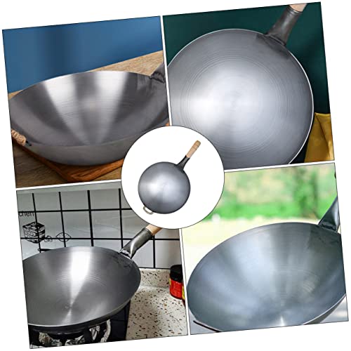 Wok de hierro con mango de madera y antiadherente miniatura 6