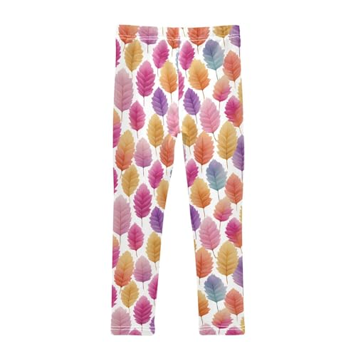 Girls Leggings Watercolor Fall Leaves Soft Toddler Leggings for Girls Kids Pants Size 4T-10T2