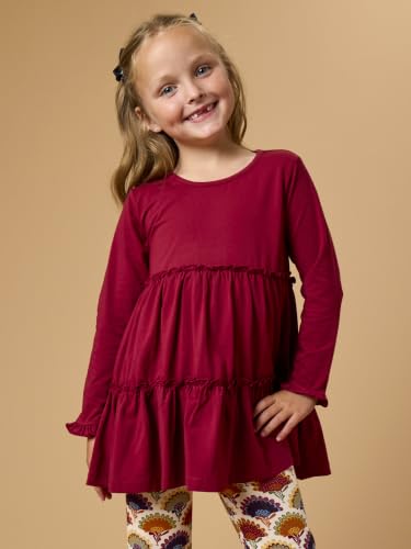 Image of RuffleButts Girls High Low Tunic - Long Sleeve Ruffle Tunic Top