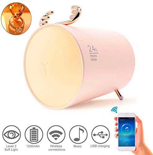 Tubeshine Deer Night Light Bluetooth Speaker, Portable Wireless Stereo Speakers, Bedside Table Lamp