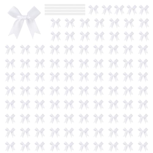 100Pcs 8cm Polyester Ribbon Bowknot for Wine Bottle Cake Decoration Wreath Making Wedding Birthday Gift Wrapping Party Decoratio