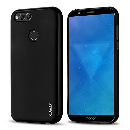 J&D Case Compatible for Huawei Honor 7X Case, Huawei Mate SE Case, [Drop Protection] [Slim Cushion] Shock Resistant Protective TPU Slim Case for Huawei Honor 7X, Huawei Mate SE Bumper Case - Black