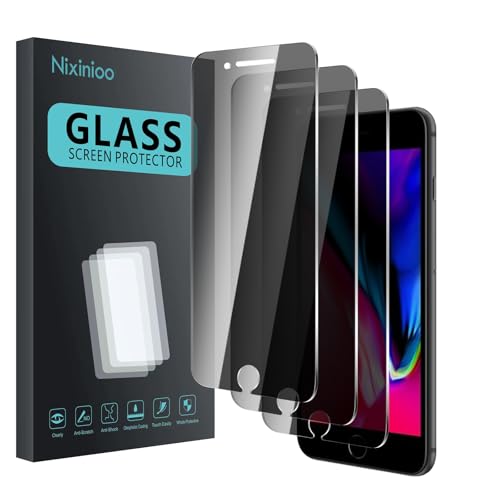 Nixinioo 3 Pack Privacy Screen Protector for iPhone 8 Plus/7 Plus, Anti Spy Tempered Glass 9H Hardness, Black Protector Anti Spy, Bubble Free, Anti-Scratch