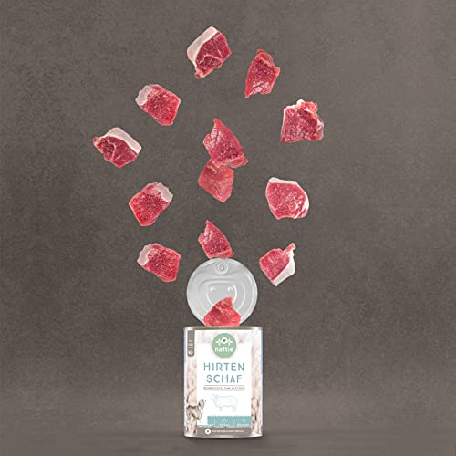 naftie Premium Hundefutter 100% Hirten Schaf - Reinfleisch pur - Nassfutter zum Mischen, Barf-Fleisch - glutenfrei getreidefrei - 800g Dosen