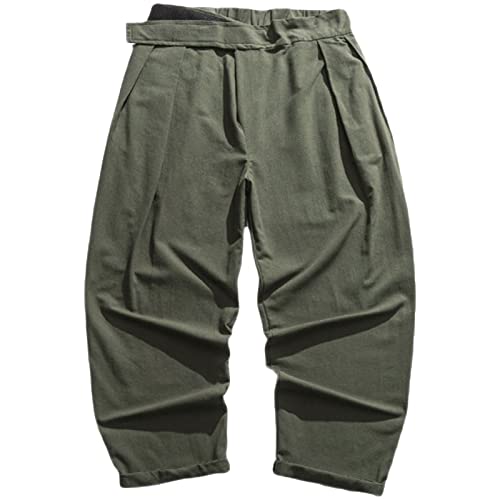 Pantalon sarouel homme ample contre la chaleur en coton doublé rétro grande taille avec ceinture