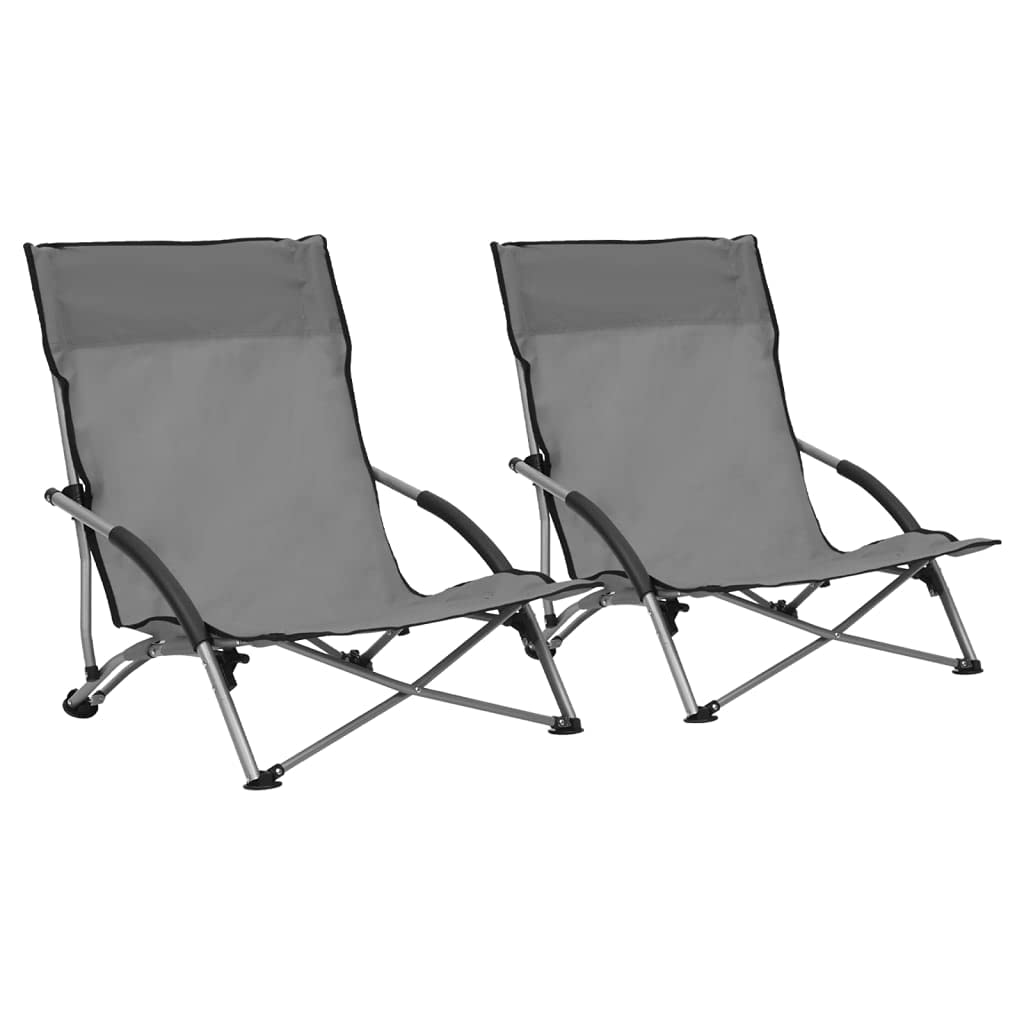 Klappbare Strandstühle 2 STK. Grau Oxford-Stoff, Campingstühle leicht klappbar für Strand, Stabiler Stahlrahmen, bis 110 kg belastbar