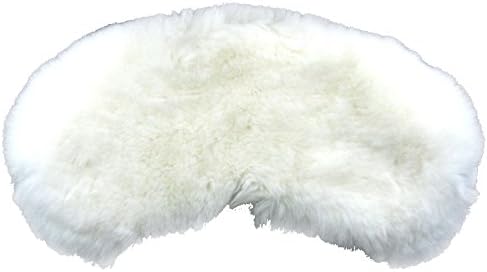 MinkgLove Rex Rabbit Eye Mask, Velvety Soft Plush Feeling, Luxurious Rich Silk Lining, Comfort Fit, Pearl White, Unisex, Hand Tailored, Premium Fur