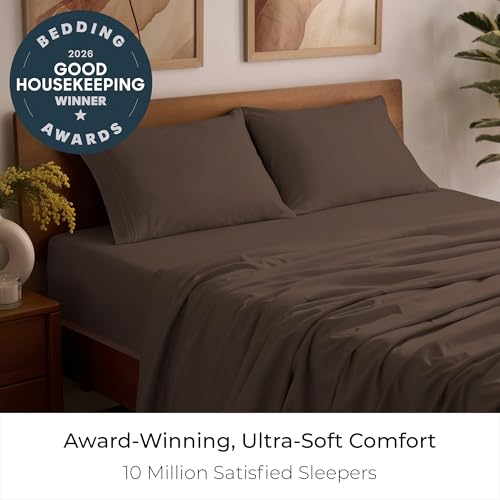 Image of Mellanni Full Sheets Set - 4 PC Iconic Collection Bedding | Hotel Luxury, Extra Soft, Cooling Bed Sheets - Wrinkle, Fade, Stain Resistant (Full, Brown)