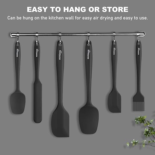 NileHome Silicone Spatula Set 6 Pieces Food Grade Kitchen Utensils with Silicone Brush Heat Resistant BPA-Free Rubber Spatula for Scraping, Baking, Cooking, Mixing - Image 6