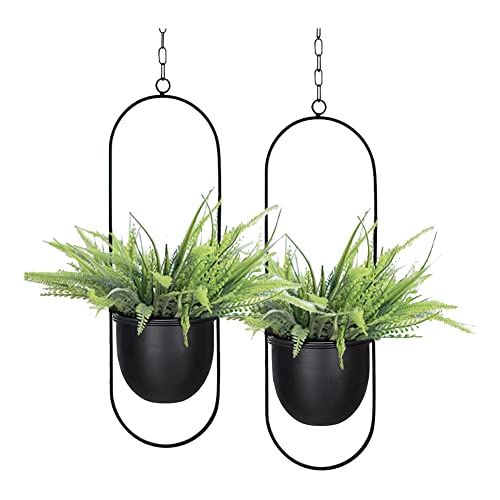 Lanlousy Lot de 2 pots de fleurs à suspendre pour plantes d'intérieur et d'extérieur avec 6 pots de support pour plantes à suspendre