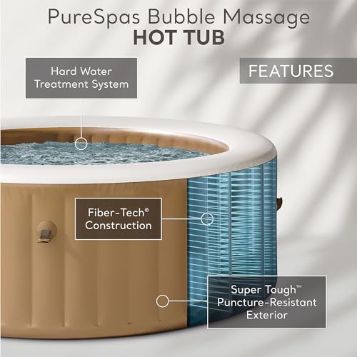 Image of INTEX PureSpa 4 Person Bubble Massage Inflatable Hot Tub Spa Bundled with Battery Powered Multicolor LED Light, and Adjustable Headrest (2 Pack)