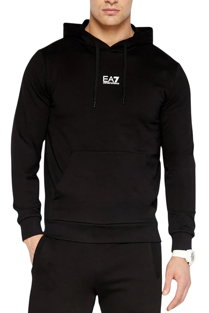 EA7 EMPORIO ARMANI 7 Logo EA XL Blue Hooded Sweatshirt, blue, XL