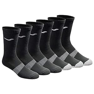 Saucony Men’s Multi-Pack Mesh Ventilating Comfort Fit Performance Crew Socks, Black (6 Pairs), Shoe Size: 8-12