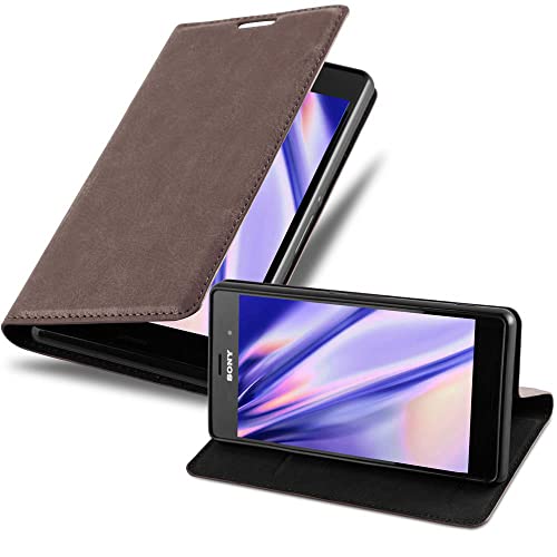 Cadorabo Hülle kompatibel mit Sony Xperia Z3 aus Premium Kunst Leder Flip Klappbare Stoßfeste Magnetische [Standfunktion] [Kartenfächern] Cover Hülle für Sony Xperia Z3 Tasche in Braun