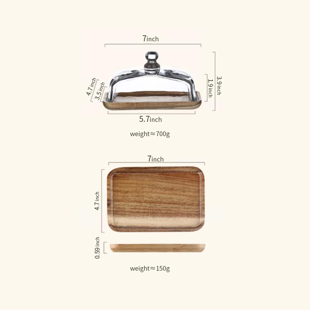 Beurrier en verre avec couvercle pour plan de travail, rangement de cuisine, accessoire cuisine, beurre, fromage, conteneur