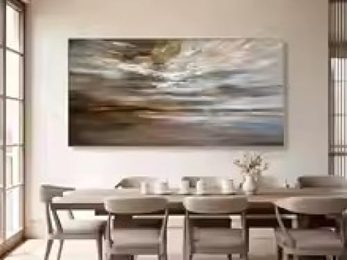 Peinture à l'huile abstraite 20x40cm avec cadre toile paysage minimaliste
