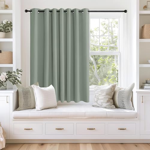 NICETOWN Blackout Curtains 63 inches Long for Living Room Bedroom, Grommet Thermal Insulated Room Divider Drape Window Treatment for Sliding Patio Door, W100 x L63, 1 Panel, Sage Green
