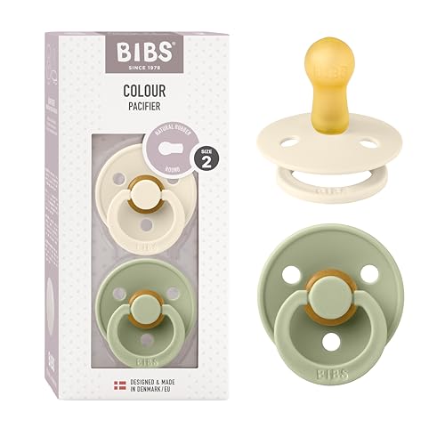 Image of Bibs Pacifiers Color Collection, Set of 2 BPA-Free Latex Pacifiers Made in Europe, Round Nipple Baby Pacifier.