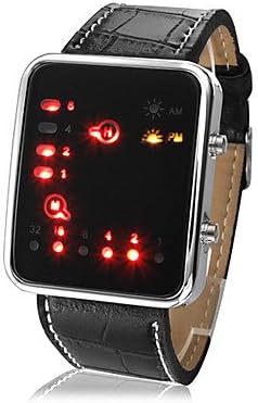 Unisex Binary LED Style PU Leather Wrist Watch (Black)