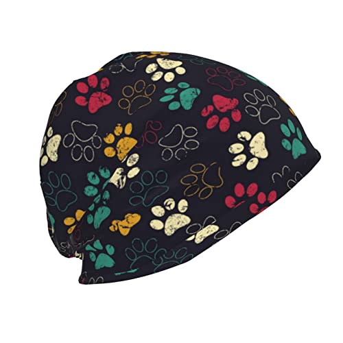 Dog Paw Prints Beanie Hat Funny Sleep Cap Headwear Hats Neck Gaiter Headscarf For Women Men #TOP3