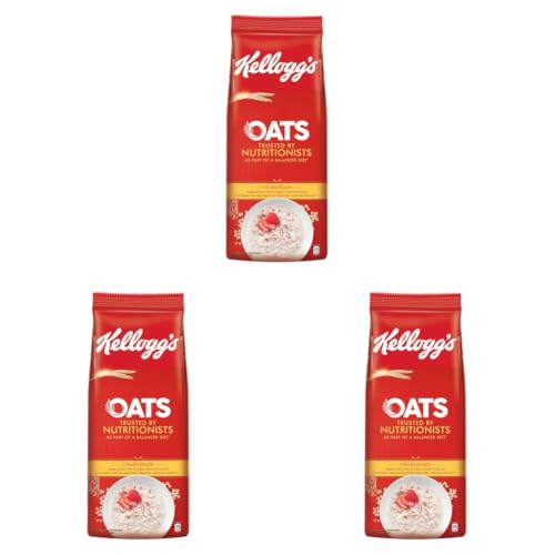 Image of Kellogg's Oats 2kg, Trusted by Nutritionists | Energy of 2 Rotis, Protein of 1 Bowl Dal, Fibre of 1 Guava, High in Protein & Fibre, Low in Sodium | Breakfast Oats (Pack of 3)