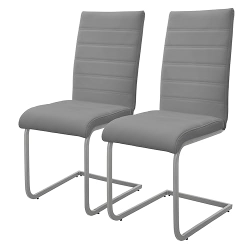 ML-Design Lot de 2 Chaises de Salle à Manger Gris en Simili Design Cantilever Chaise Pied Luge...