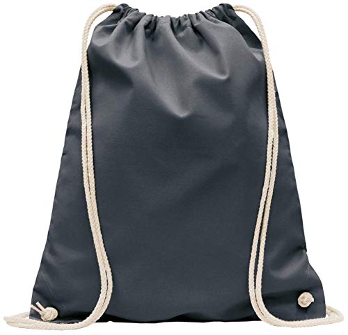 Baumwoll Turnbeutel 1 Stück 38 x 42 cm Sportbeutel - Rucksack Stofftasche Bag, Beutel, Baumwollbeutel, Jutebeutel OEKO-TEX® geprüft Stoffbeutel Damen & Herren, Kinder Gym Sack zum bemalen in Anthrazit