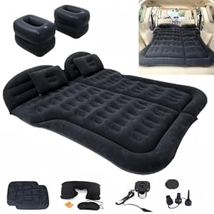 Icelus Colchón De Aire para Cama del Asiento Trasero del Coche y SUV - Bomba Inflable Universal para Dormir en el Camping y en Viajes