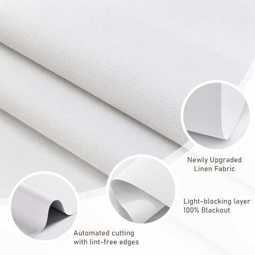 Image of AOSKY Cordless Blackout Roller Shade for Window, 33.5 inchW x 72 inchH, Linen White