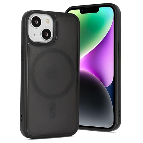 Lipvina iPhone14ケース Magsafe対応 米軍MIL規格クリア耐衝撃透明ヤレス充電対応 スマホケース 6.1インチ対応 (黒い砂目立て)