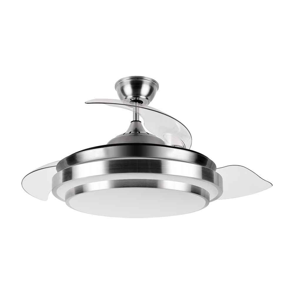Ventilador con plafon led modelo IBE motor DC niquel FABRILAMP