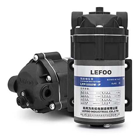 LEFOO Water Pressure Diaphragm Pump 24V 50GPD 30Psi Reverse Osmosis Booster Pump for Kitchen Bathroom Filtration Systems (1/4" Top Female Quick Port) Cover