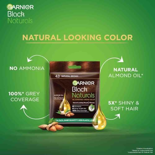 Image of Garnier Black Naturals Hair Color No.4 Natural Brown 20ml +20 gm (PACK OF 6)