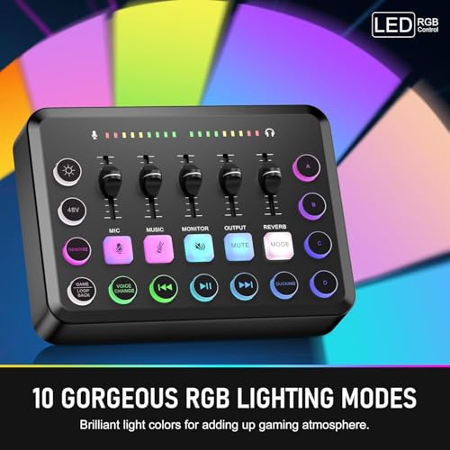 Image of Xclamor : XA-S31 Gaming Audio Mixer Live Sound Card with XLR Microphone Interface 48V Phantom Power RGB Lighting DJ Effects Voice Changer USB OTG for Podcast Streaming Recording PC Smartphone