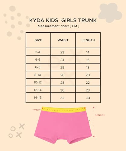 Image of KYDA KIDS Girls Premium Lycra Cotton Printed Panties Soft Waistband Regular Fit Trunks Breathable Daily Innerwear Multicolor Ages 2 to 14 Yr | Pack of 3