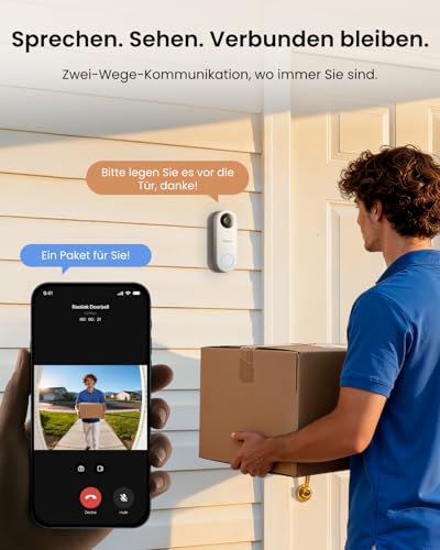 Reolink 5MP Video-Türklingel PoE-Kamera mit Chime, 3:4 Kopf-zu-Fuß-Ansicht, 2-Wege-Audio, Personen-/Paket-Erkennung, Wasserdicht, Nur unterstützt NVR, Verkabelt - Nicht WLAN Version, Weiß 5