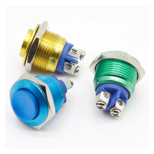 Interrupteur bouton poussoir 16mm bleu en aluminium pour commande électrique