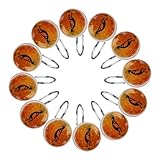 12 crochets de rideau de douche, décoration ronde en verre cristal, motifs imprimés, crochets argentés pour correspondre à différents styles de rideaux de douche de salle de bain