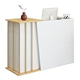 GAOXIAO Empfangstresen mit Schreibtisch, Empfangstheke Bartheke, Empfangstheke Kosmetikstudio Klein, Rezeptionstisch mit Sichtschutz, Empfangstresen l Form für Praxis Kassentheke B 120 cm