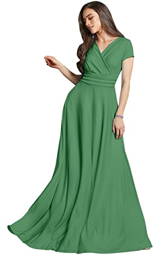 Image of KOH KOH Womens Sexy Cap Short Sleeve V-Neck Flowy Cocktail Gown
