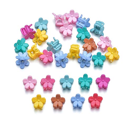 30pcs Beautiful Pastel Mini Flower Hair Claw Clips Mix Colored Petal Hair pins No Slip Hair Barrettes Accessories for Women and Little Girls