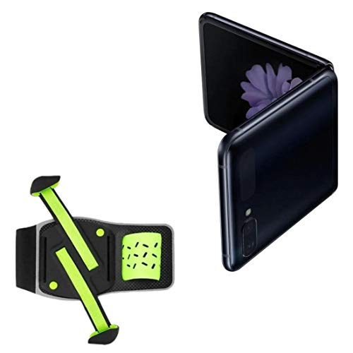 BoxWave Holster Compatible with Samsung Galaxy Z Flip - FlexSport Armband, Adjustable Armband for Workout and Running - Stark Green