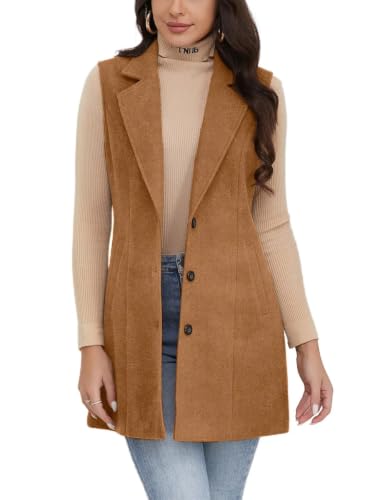 IDEALSANXUN Suede Vest for Women Fall Fashion Outfits Winter Clothes Long...