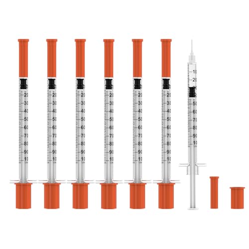 Insulin Syringe with Needle, 1ml 30 Gauge 1/2 inch (13mm), Individual Wrapped, 30Pack