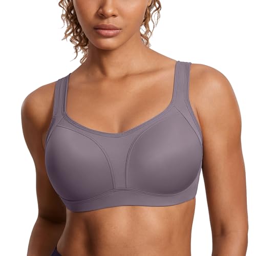 Image of SYROKAN Women's High Impact Underwire Sports Bra High Support Large Bust Padded Adjustable Straps Running Bra