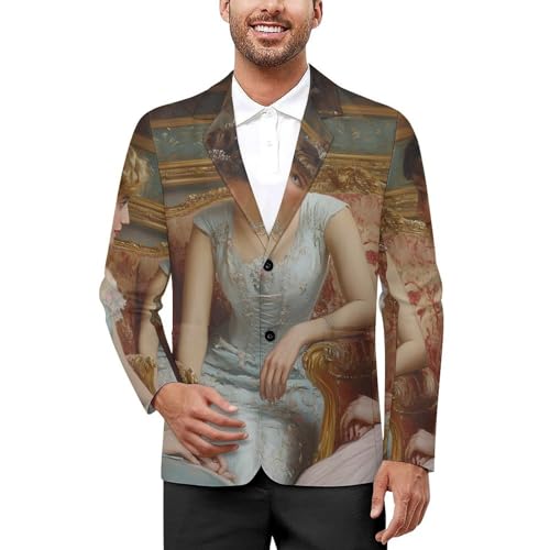Victorian-Women-Gossips Men's Blazer Printed Button Suit Jacket Slim Sport Coat Blazers