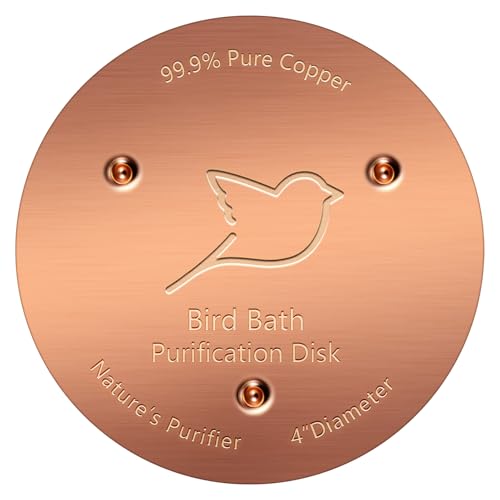 NNG 1 Pack Bird Bath Copper Disk,1mm Thick Reinforced 99.9% Pure Copper Bird Bath Purification Disk with Triple-Point Support,Physical Safe Water Cleaner for Outdoor Birdbaths Bowls,All-Season Use